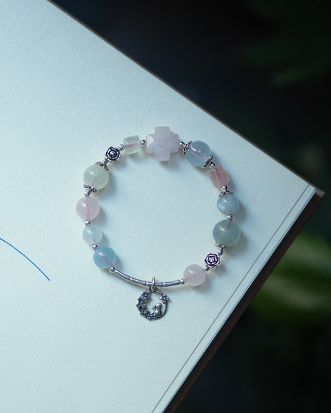 Lắc Tay Mân Côi Beryl Đa Sắc  Charm Bạc