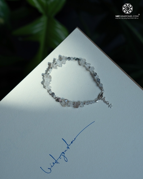 Lắc tay Herkimer Diamond charm bạc