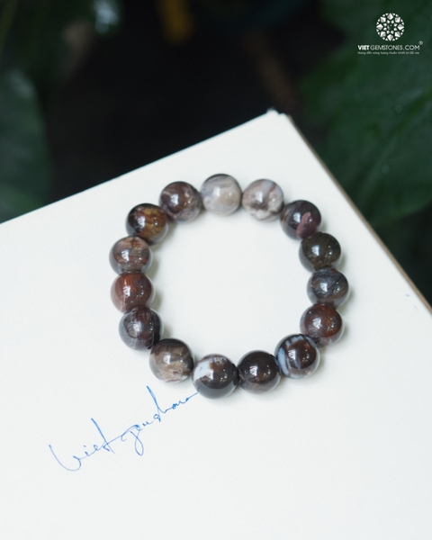 Vòng tay Gỗ Hóa Thạch 14mm