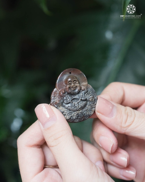 Mặt Dây Chuyền Phật Di Lặc Gỗ Hoá Thạch