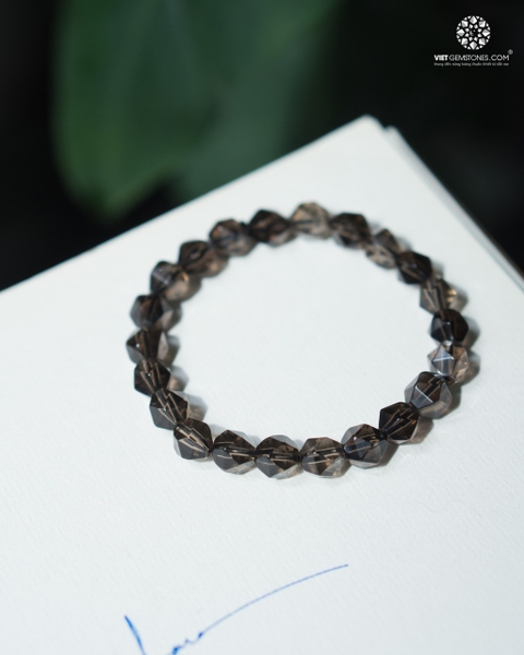 Vòng tay đá thạch anh khói giác thô 8mm