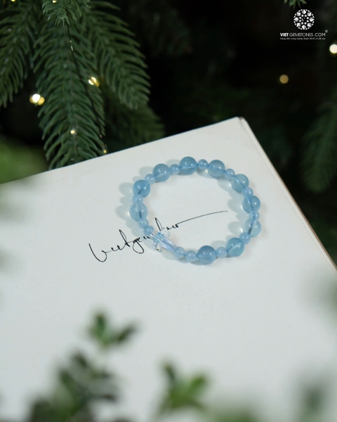 Chuỗi Mân Côi Hải Lam Ngọc - Aquamarine 8mm
