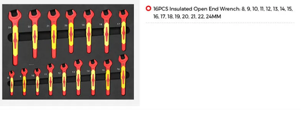 Bộ cờ lê 16 chi tiết cho sửa chữa xe điện