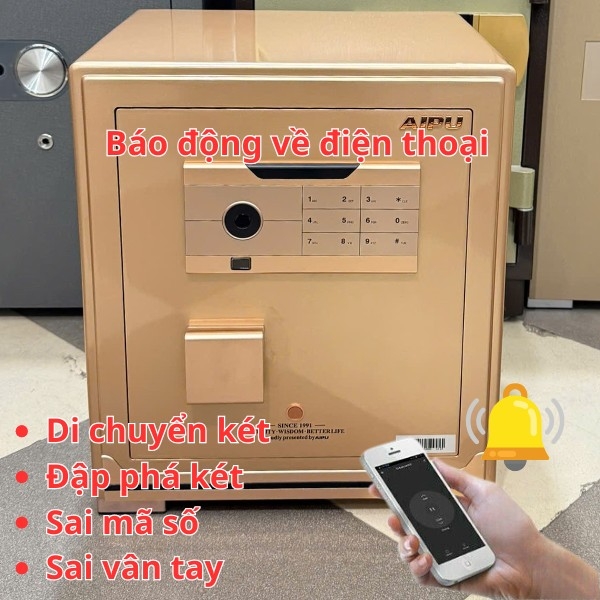Két sắt AIPU ZR-45VI-G mini thông minh báo động điện thoại