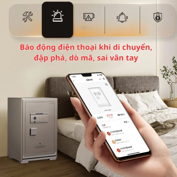 Két sắt vân tay nhập khẩu Aipu ZR-80VI thông minh báo động APP
