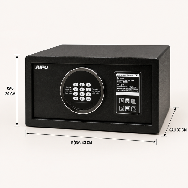 Két sắt mini khách sạn nhập khẩu AIPU HS20 cao cấp khóa tự động