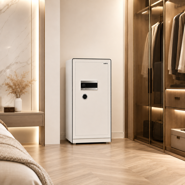 Két sắt nhập khẩu AIPU LZII-98W màu trắng vân tay thông minh báo động điện thoại