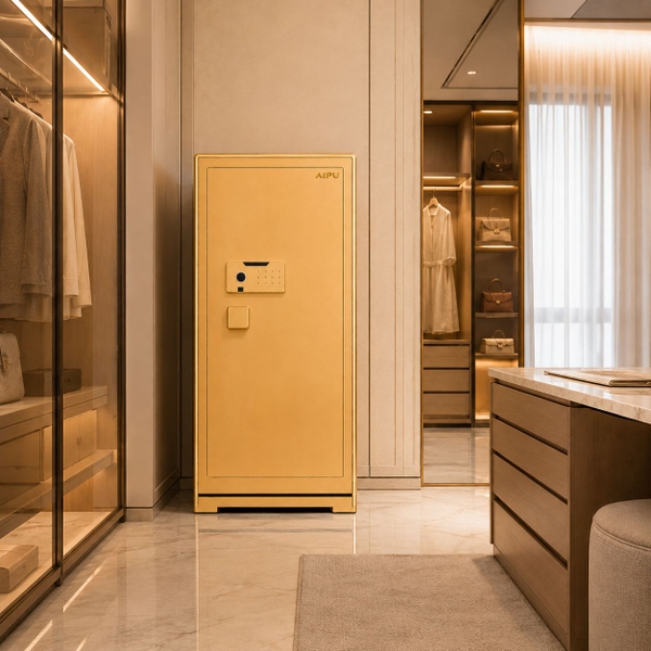 Két sắt thông minh AIPU ZR-150VI-G-W bản đồng hồ nhập khẩu báo động điện thoại màu gold