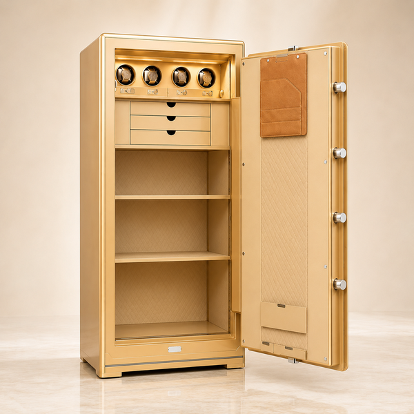Két sắt thông minh AIPU ZR-150VI-G-W bản đồng hồ nhập khẩu báo động điện thoại màu gold