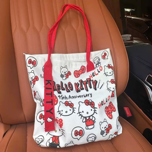 Túi vải tote Kitty có khoá kéo TD04