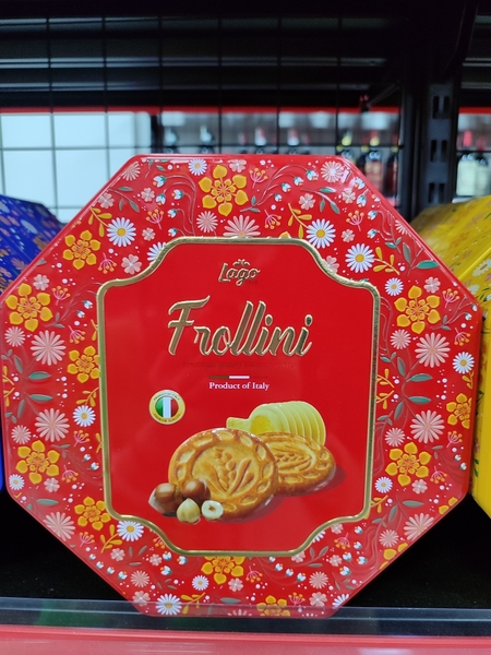 Bánh quy Gastone Lago Frollini 320g (Hộp sắt bát giác ĐỎ)