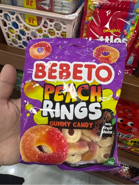 Kẹo dẻo hình vòng vị đào Bebeto 80g