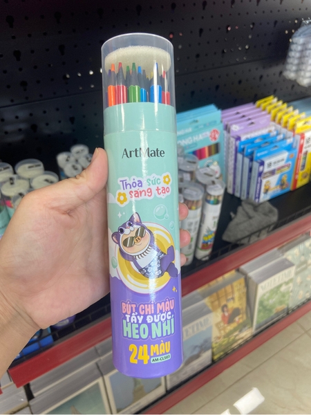 Chì màu 24 tẩy được ống to