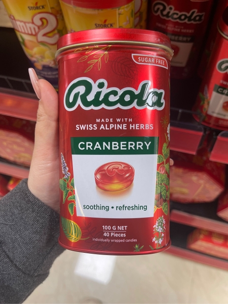 Viên ngậm thảo mộc Ricola Cranberry không đường