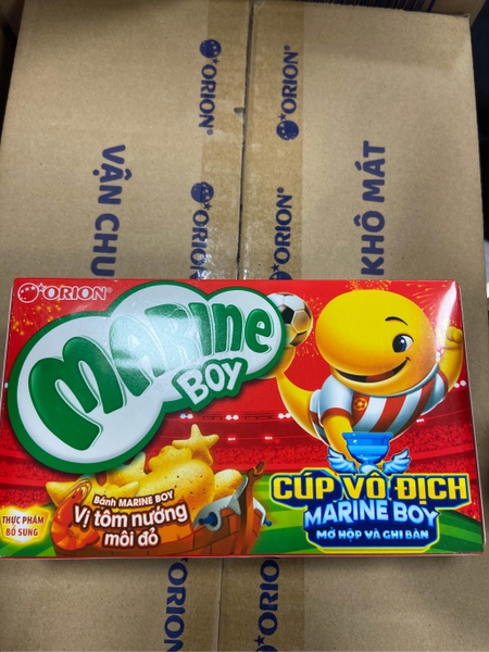 Bánh Marine Boy Vị Tôm Nướng Môi Đỏ Hộp 35G