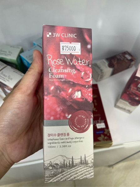 Sữa rửa mặt chiết xuất hoa hồng 3W Clinic cleansing Foam 100ml #rose water