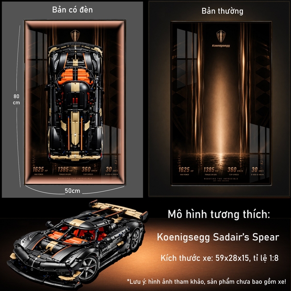 Khung Tranh Treo Mô Hình Siêu Xe Koenigsegg Sadair's Spear Megacar Tỉ Lệ 1:8