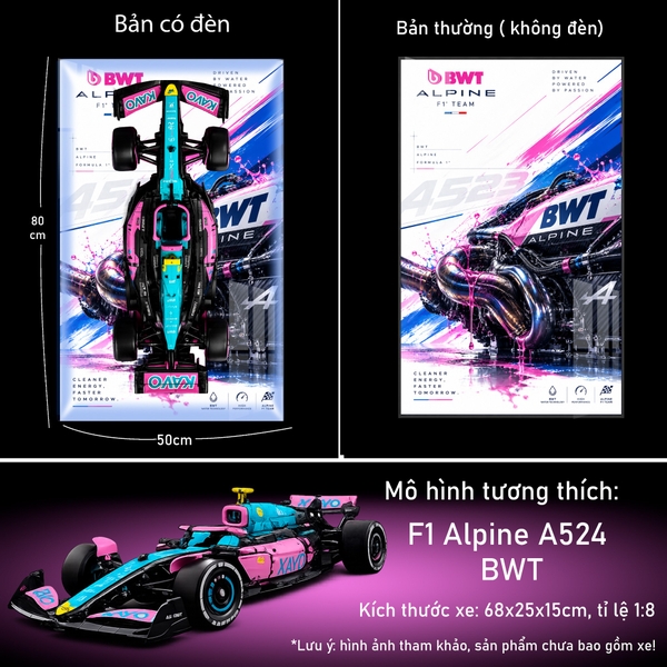 Tranh Treo Mô Hình Xe F1 Alpine A523 BWT Tỉ Lệ 1:8