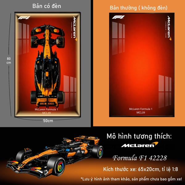 Khung Tranh Treo Mô Hình Xe F1 McLaren MCL39 Tỉ Lệ 1:8
