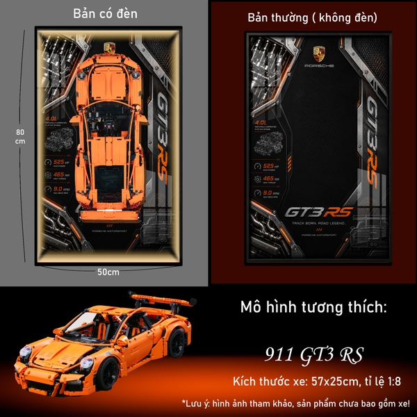 Khung Tranh Treo Mô Hình Siêu Xe Porsche 911 GT3 Tỉ Lệ 1:8