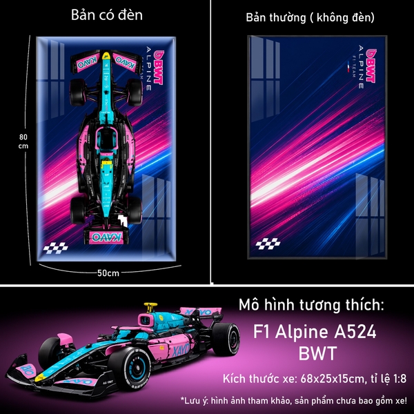 Tranh Treo Mô Hình Xe F1 Alpine A523 BWT Tỉ Lệ 1:8