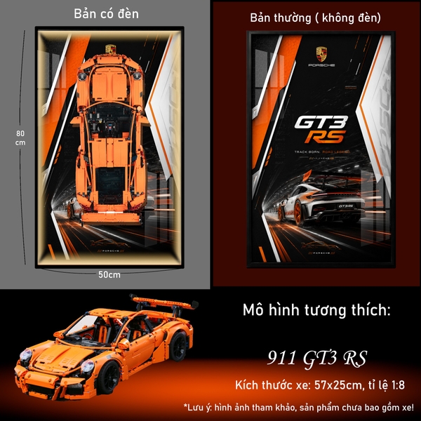 Khung Tranh Treo Mô Hình Siêu Xe Porsche 911 GT3 Tỉ Lệ 1:8