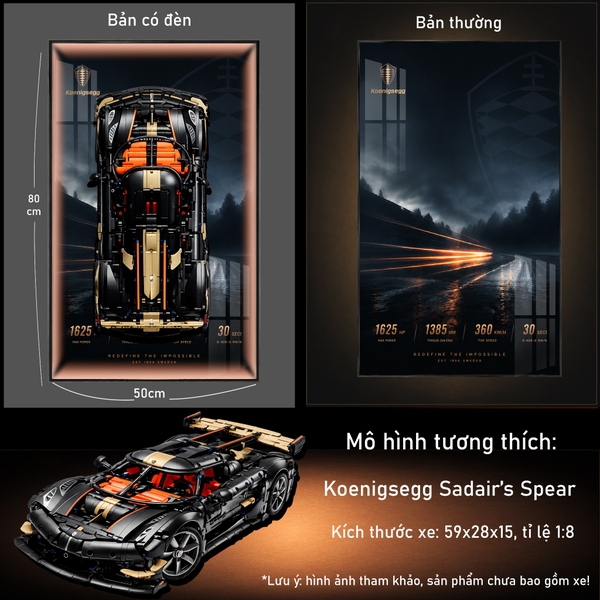 Khung Tranh Treo Mô Hình Siêu Xe Koenigsegg Sadair's Spear Megacar Tỉ Lệ 1:8