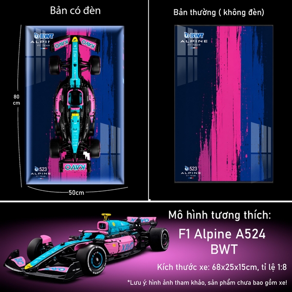 Tranh Treo Mô Hình Xe F1 Alpine A523 BWT Tỉ Lệ 1:8