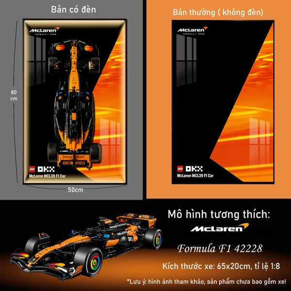Khung Tranh Treo Mô Hình Xe F1 McLaren MCL39 Tỉ Lệ 1:8