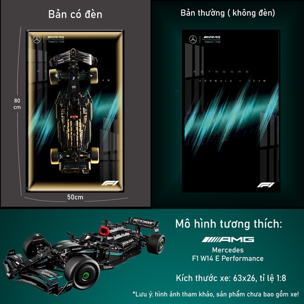 Khung Tranh Treo Mô Hình Xe F1 Mercedes AMG W14 Tỉ Lệ 1:8
