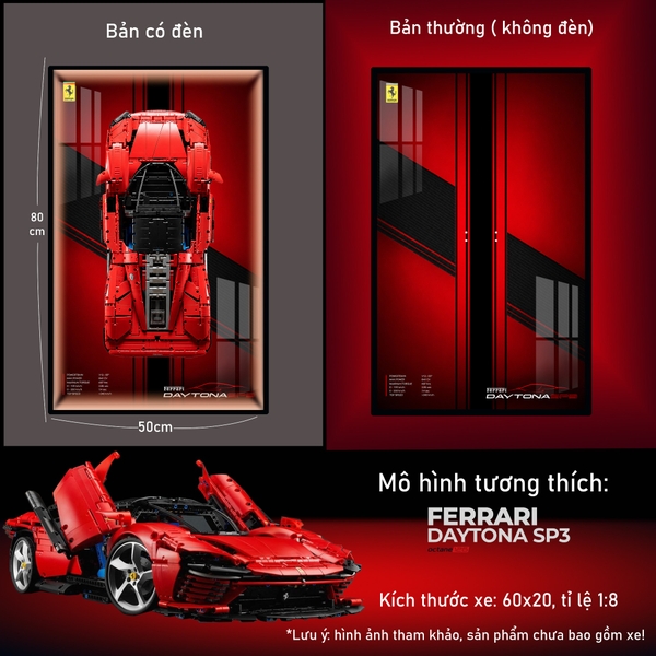 Khung Tranh Treo Mô Hình Siêu Xe Ferrari Daytona SP3 Tỉ Lệ 1:8