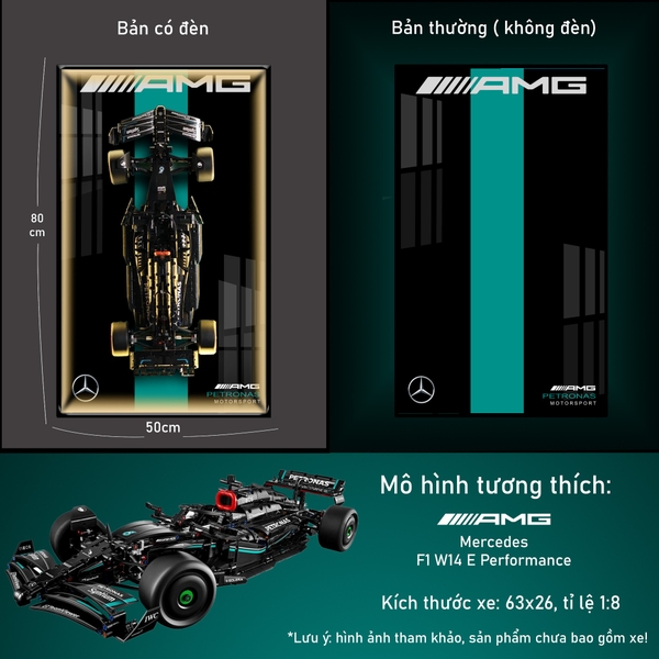 Khung Tranh Treo Mô Hình Xe F1 Mercedes AMG W14 Tỉ Lệ 1:8