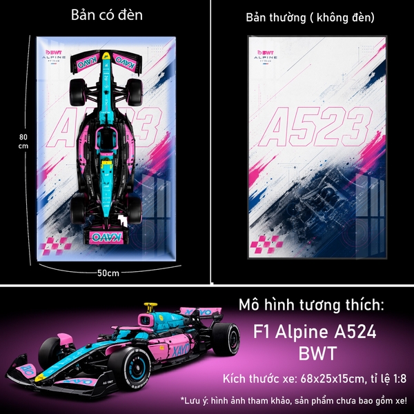 Tranh Treo Mô Hình Xe F1 Alpine A523 BWT Tỉ Lệ 1:8