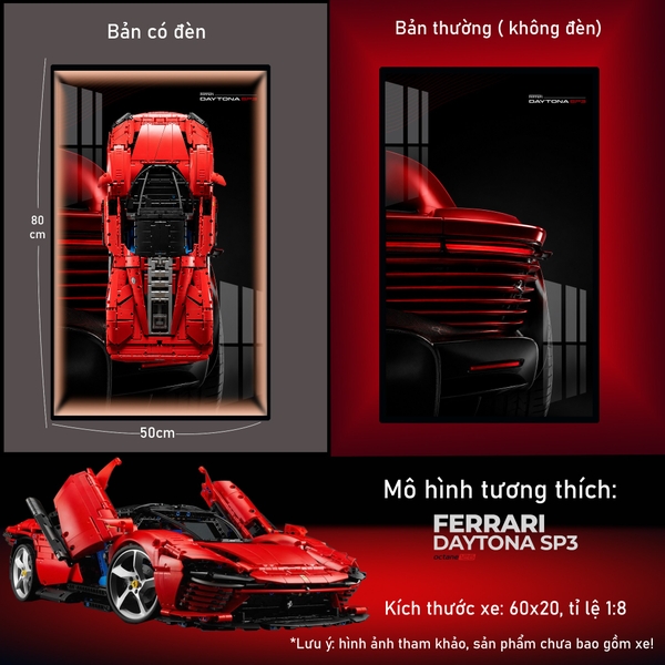 Khung Tranh Treo Mô Hình Siêu Xe Ferrari Daytona SP3 Tỉ Lệ 1:8