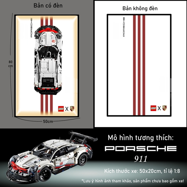 Khung Tranh Treo Mô Hình Siêu Xe Porsche 911 RSR Tỉ Lệ 1:10