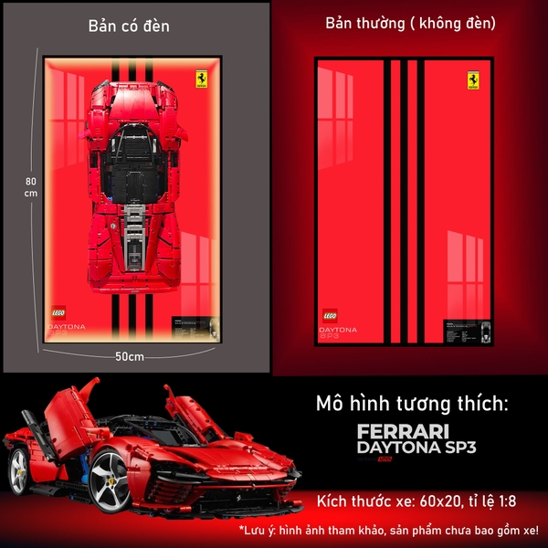 Khung Tranh Treo Mô Hình Siêu Xe Ferrari Daytona SP3 Tỉ Lệ 1:8