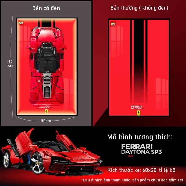 Khung Tranh Treo Mô Hình Siêu Xe Ferrari Daytona SP3 Tỉ Lệ 1:8