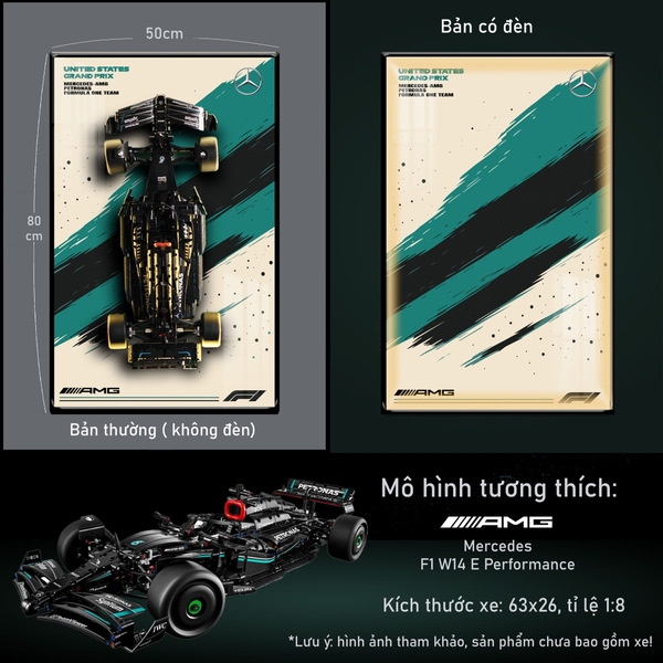 Khung Tranh Treo Mô Hình Xe F1 Mercedes AMG W14 Tỉ Lệ 1:8