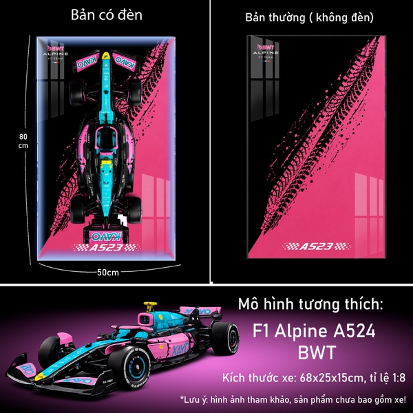 Tranh Treo Mô Hình Xe F1 Alpine A523 BWT Tỉ Lệ 1:8