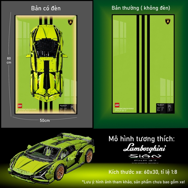 Khung Tranh Treo Mô Hình Siêu Xe Lamboghini Sian Tỉ Lệ 1:8