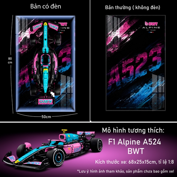Tranh Treo Mô Hình Xe F1 Alpine A523 BWT Tỉ Lệ 1:8