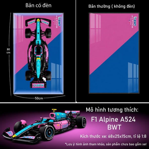 Tranh Treo Mô Hình Xe F1 Alpine A523 BWT Tỉ Lệ 1:8