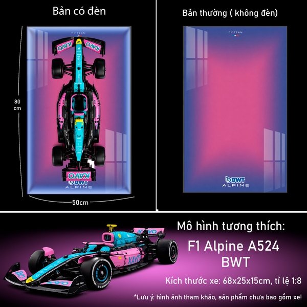Tranh Treo Mô Hình Xe F1 Alpine A523 BWT Tỉ Lệ 1:8