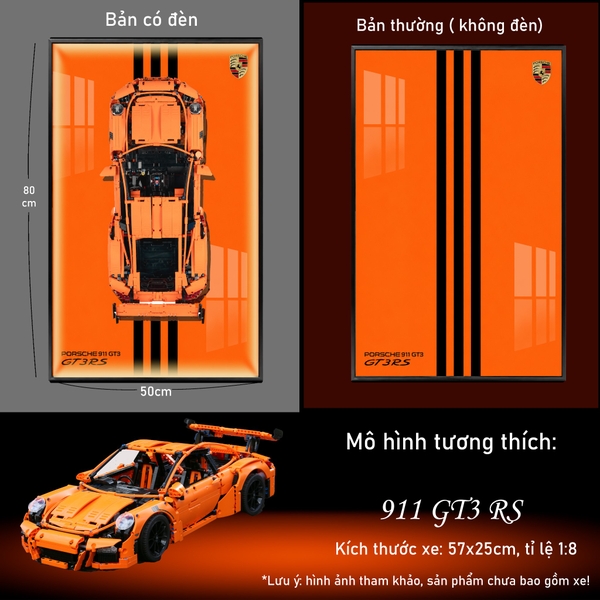 Khung Tranh Treo Mô Hình Siêu Xe Porsche 911 GT3 Tỉ Lệ 1:8