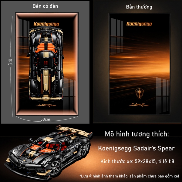 Khung Tranh Treo Mô Hình Siêu Xe Koenigsegg Sadair's Spear Megacar Tỉ Lệ 1:8