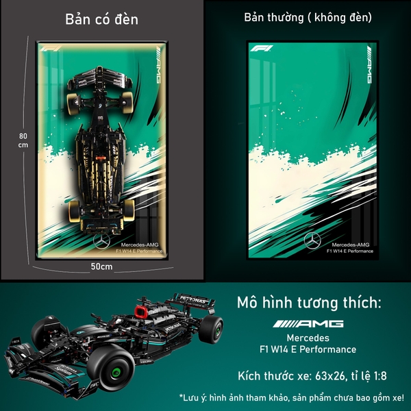 Khung Tranh Treo Mô Hình Xe F1 Mercedes AMG W14 Tỉ Lệ 1:8