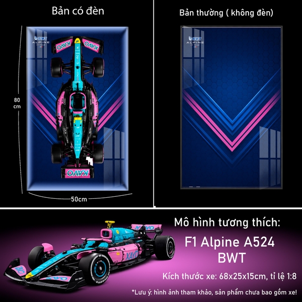 Tranh Treo Mô Hình Xe F1 Alpine A523 BWT Tỉ Lệ 1:8
