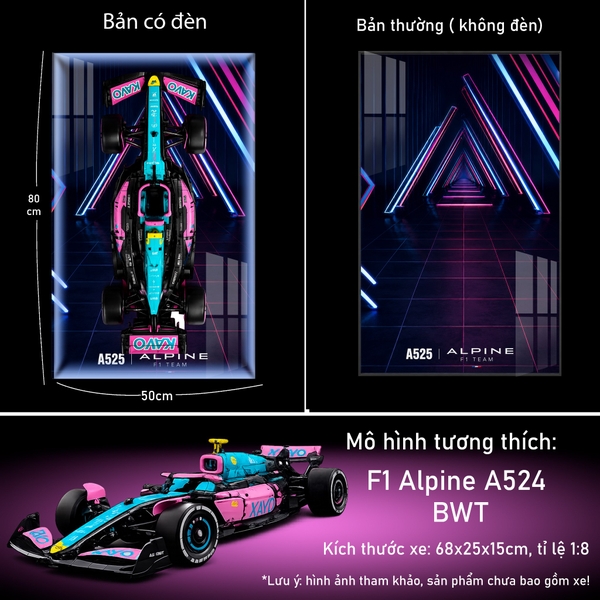 Tranh Treo Mô Hình Xe F1 Alpine A523 BWT Tỉ Lệ 1:8
