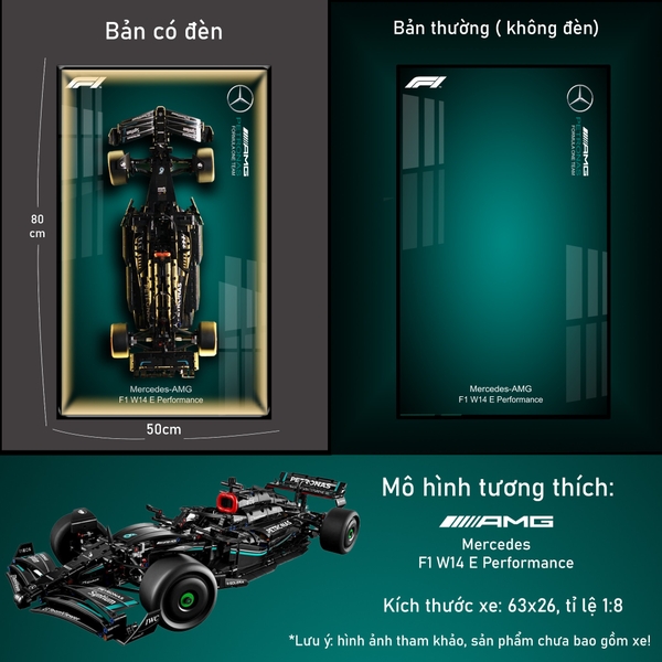 Khung Tranh Treo Mô Hình Xe F1 Mercedes AMG W14 Tỉ Lệ 1:8