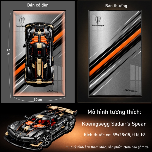 Khung Tranh Treo Mô Hình Siêu Xe Koenigsegg Sadair's Spear Megacar Tỉ Lệ 1:8